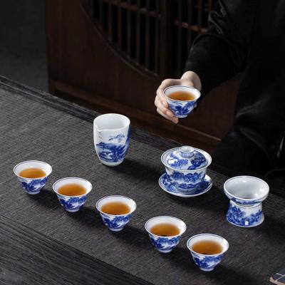 BỘ ẤM CHÉN VẼ TAY HỌA TIẾT SƠN THỦY